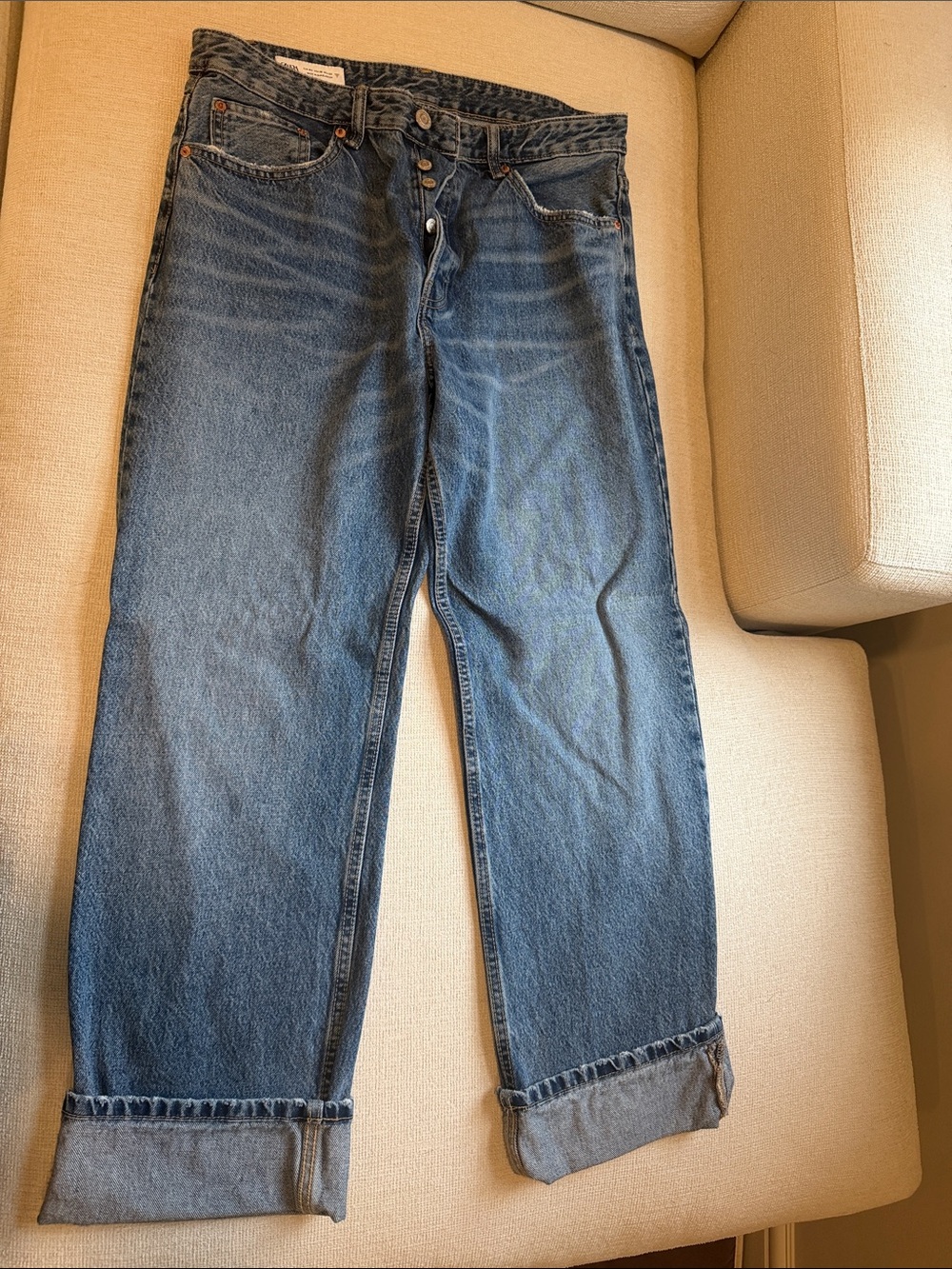 Zara soft denim straight legs - cuffed option